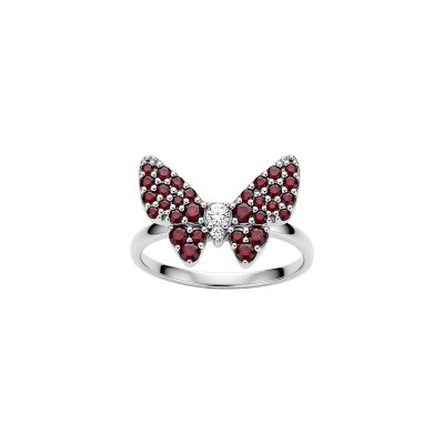 Butterfly & White Topaz Sterling Silver Ring