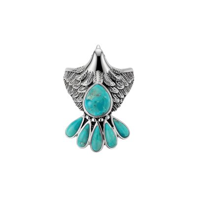 Blue Turquoise Sterling Silver Eagle Ring