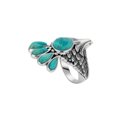 Blue Turquoise Sterling Silver Eagle Ring