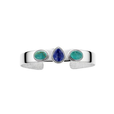Southwestern Turquoise & Lapis Lazuli Sterling Silver Cuff Bracelet