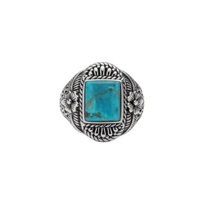 Southwestern Turquoise Sterling Silver Floral Ring