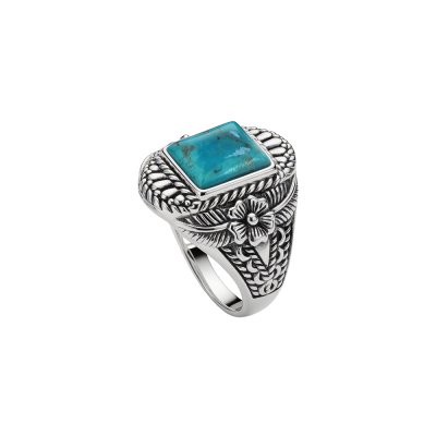 Southwestern Turquoise Sterling Silver Floral Ring