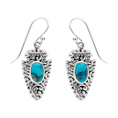 Western Turquoise Arrowhead Sterling Silver Earrings