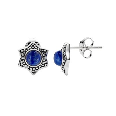 Lapis Sterling Silver Star Earrings