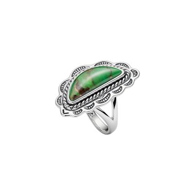 Southwestern Green Turquoise Sterling Silver Crescent Ring