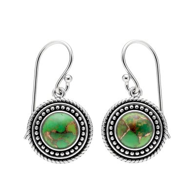 Southwestern Green Turquoise Sterling Silver Earrings