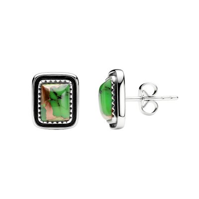 Southwestern Green Turquoise Sterling Silver Post Earrings