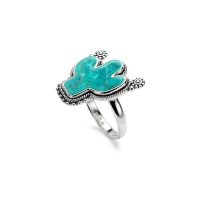 Southwestern Turquoise Sterling Silver Cactus Ring