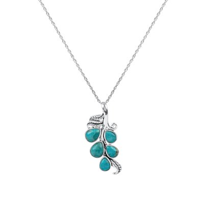 Sterling Silver Turquoise Leaf