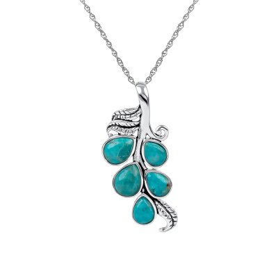 Sterling Silver Turquoise Leaf