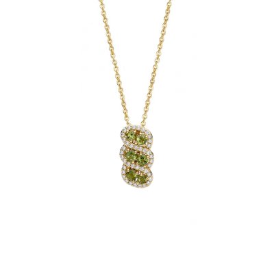 Peridot & White Zircon 18K Gold Plated Sterling Silver Cluster Pendant Necklace