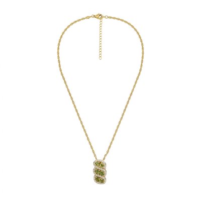 Peridot & White Zircon Cluster 18K Yellow Gold Over Pendant Necklace 18+2 Inches