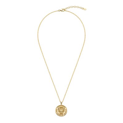 250th Anniversary American 18K Yellow Gold Over Eagle Coin Pendant Necklace 20+2 Inches