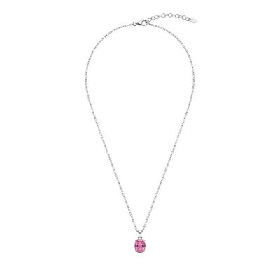 Pink Fluorite Sterling Silver Solitaire Pendant With Chain 18+2 Inch