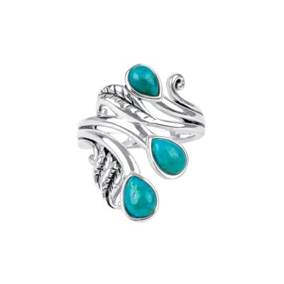 Sterling Silver Turquoise Leaf Ring