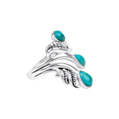 Sterling Silver Turquoise Leaf Ring