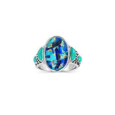Blended Turquoise & Lapis Sterling Silver Ring