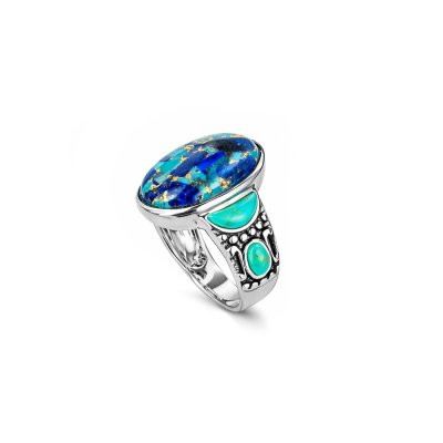 Blended Turquoise & Lapis Sterling Silver Ring