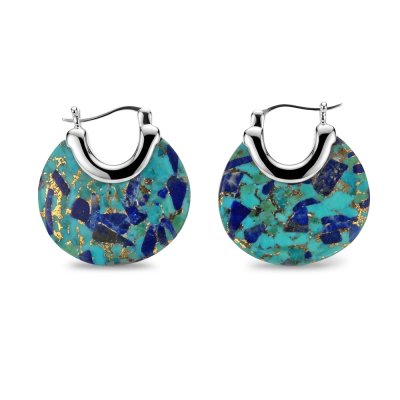 Blended Turquoise & Lapis Sterling Silver Earrings