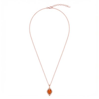 Copper Amber Pendant Necklace