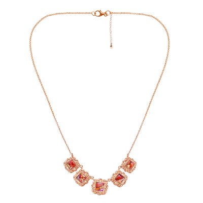 ink & Orange Spiny Oyster Shell Copper Station Necklace