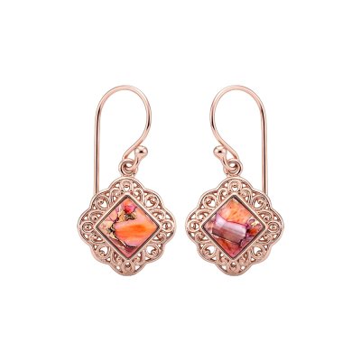 Silver Spiny Oyster Shell Copper Filigree Earrings