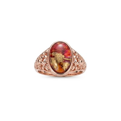 Copper Pink & Orange Spiny Oyster Shell Ring