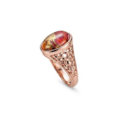 Copper Pink & Orange Spiny Oyster Shell Ring