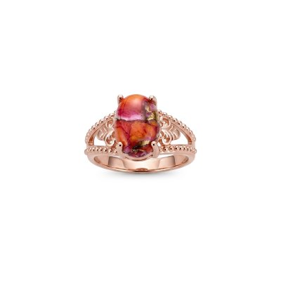 Copper Pink & Orange Spiny Oyster Shell Ring