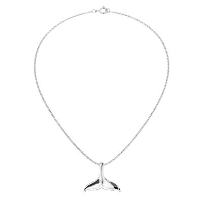 Sterling Silver Whale Tail Pendant Necklace