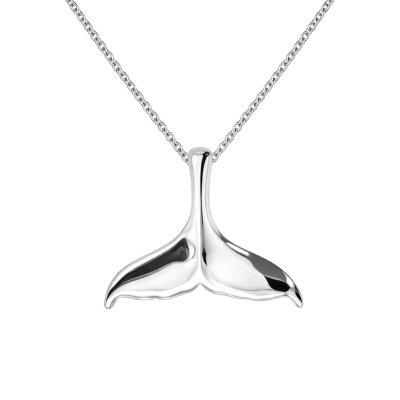 Sterling Silver Whale Tail Pendant Necklace