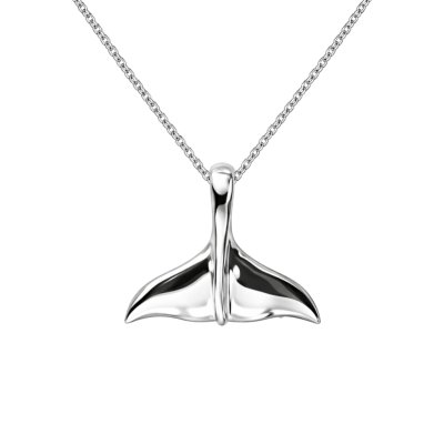Sterling Silver Whale Tail Pendant Necklace