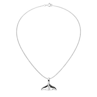 Sterling Silver Whale Tail Pendant Necklace