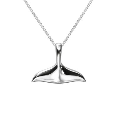 Sterling Silver Whale Tail Pendant Necklace