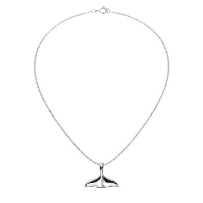 Sterling Silver Whale Tail Pendant Necklace