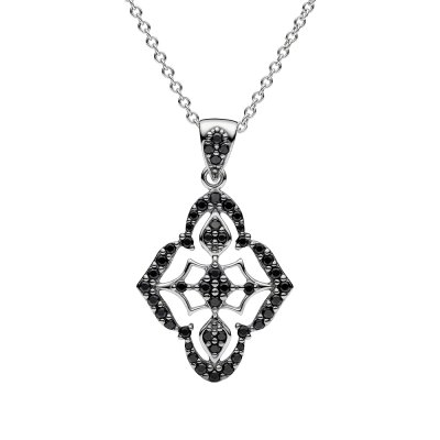 Black Spinel Sterling Silver Pendant Necklace