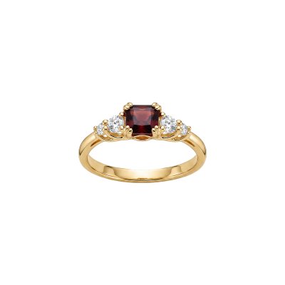 Garnet 18K Yellow Gold Sterling Silver Ring