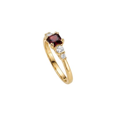 Garnet 18K Yellow Gold Sterling Silver Ring