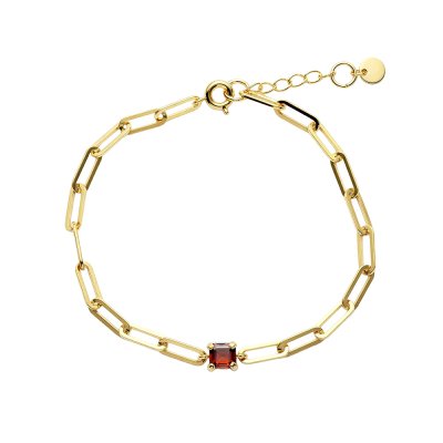 Garnet 18K Yellow Gold Sterling Silver Bracelet