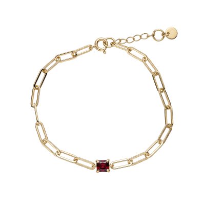 Garnet 18K Yellow Gold Sterling Silver Bracelet