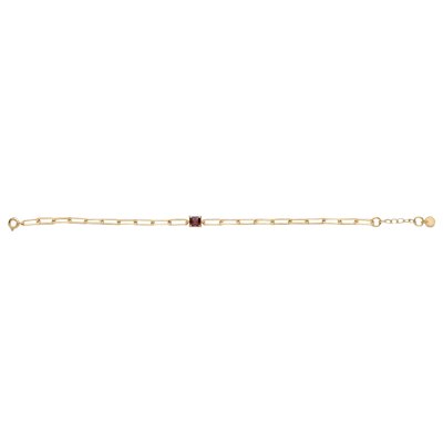 Garnet 18K Yellow Gold Sterling Silver Bracelet