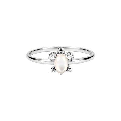 Sterling Silver Mother of Pearl Turtle Ring