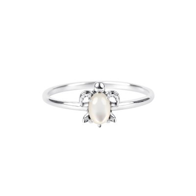 Sterling Silver Mother of Pearl Turtle Ring