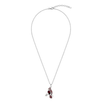 Garnet Sterling Silver Candle Bird Pendant Necklace
