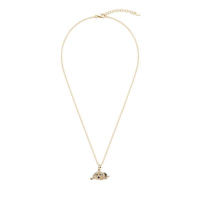 Black Spinel & White CZ 18K Yellow Gold Sterling Silver Dog Pendant Necklace