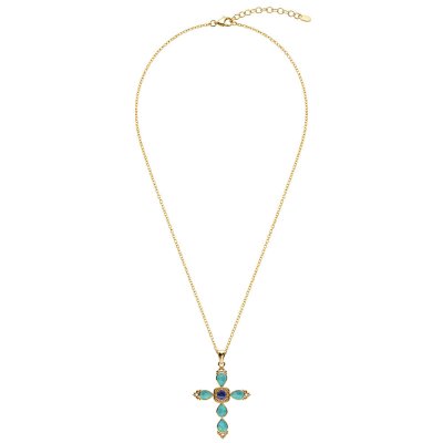 Lapis Lazuli & Turquoise 18K Yellow Gold Sterling Silver Pendant Necklace