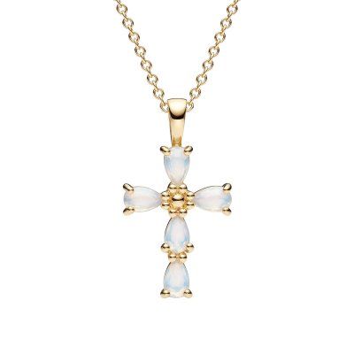 Ethiopian Opal 18K Yellow Gold Sterling Silver Pendant Necklace