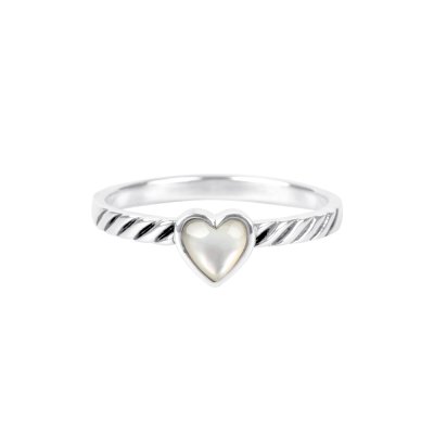 Sterling Silver Mother of Pearl Heart Ring