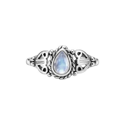 Rainbow Moonstone Sterling Silver Filigree Ring