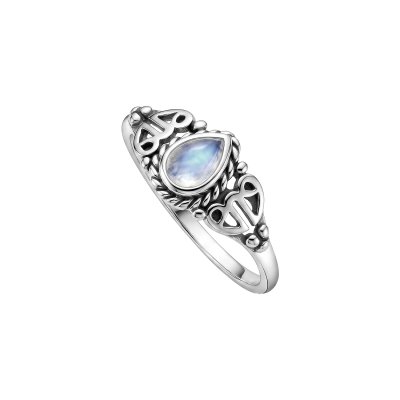 Rainbow Moonstone Sterling Silver Filigree Ring